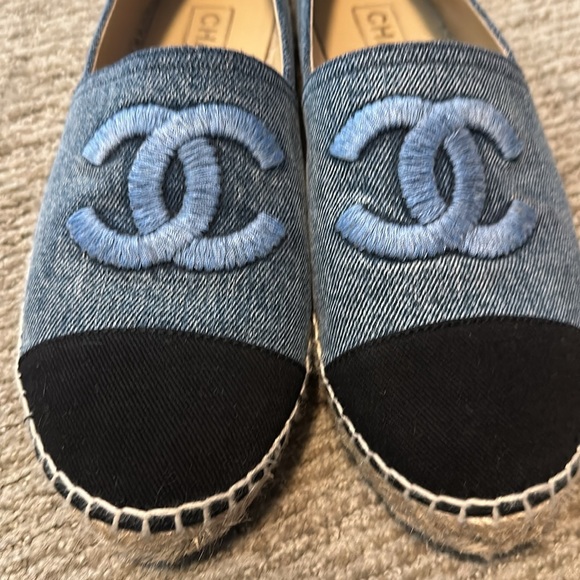 Like NEW Chanel Denim CC Espadrilles 40 Demim Black - Picture 5 of 10